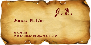 Jencs Milán névjegykártya