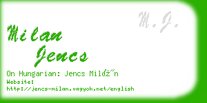 milan jencs business card